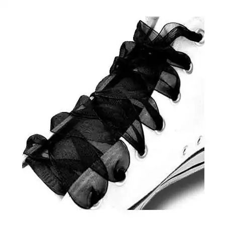 Lacets ruban organdi large noir pour vos chaussures Lacets ruban organdi large noir pour vos chaussures