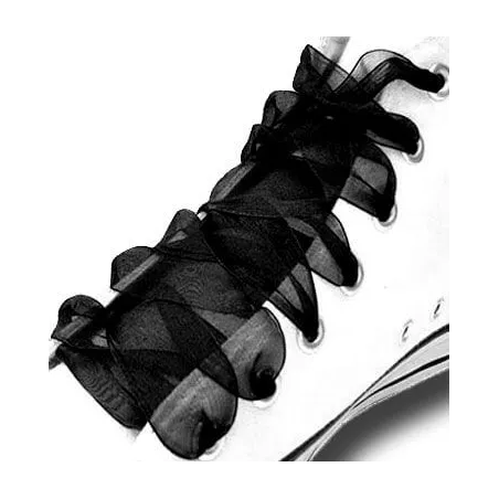 Lacets ruban organdi large noir pour vos chaussures