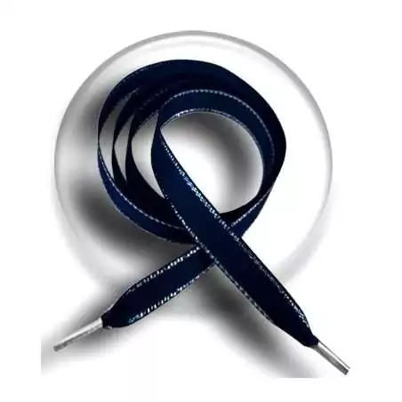 Lacets en bleu marine avec liseret argenté pour vos chaussures