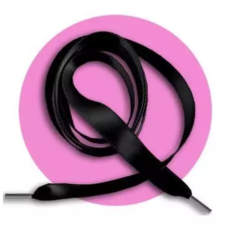 Lacets fins en satin noir  pour vos chaussures Lacets fins en satin noir  pour vos chaussures