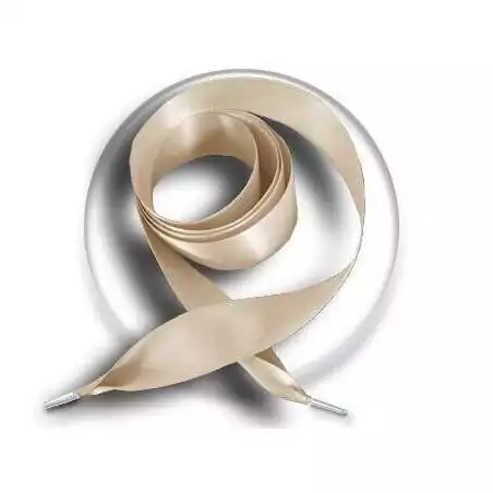 Lacets larges en satin beige lin pour vos chaussures