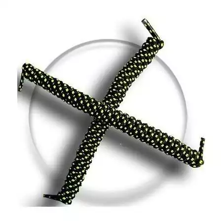 Lacets de chaussures ressorts sans noeud noirs & jaunes fluos