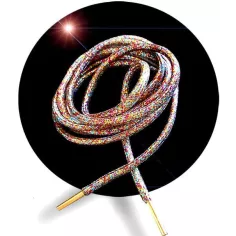 Lacets ronds paillettes multicolores pour vos chaussures