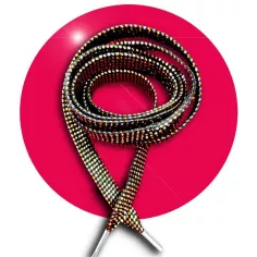 Lacets noirs facettes&nbsp;argentés &&nbsp;dorés pour vos chaussures