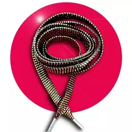 Lacets noirs facettes argentés & dorés pour vos chaussures Lacets noirs facettes argentés & dorés pour vos chaussures