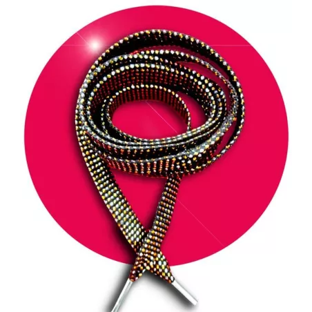 Lacets noirs facettes&nbsp;argentés &&nbsp;dorés pour vos chaussures