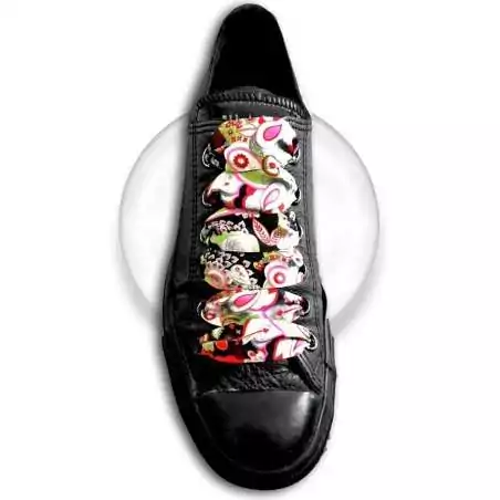 Lacets en satin à motifs japonisants pour vos chaussures