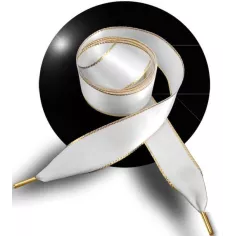 Lacets de chaussures larges satin blanc doré-Achat|Vente…