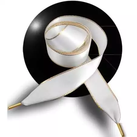 Lacets larges satin blanc & doré pour vos chaussures Lacets larges satin blanc & doré pour vos chaussures