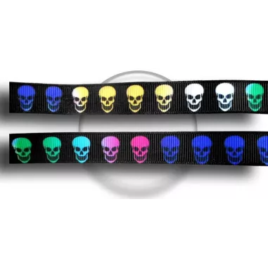 Lacets noirs à crânes multicolores pour vos chaussures