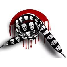 Lacets noirs&nbsp;& têtes de morts blanches pour vos chaussures