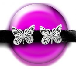 1 paire x ​décorations de lacets papillons métal argenté
