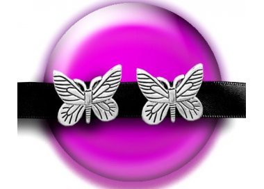 1 paire x ​décorations de lacets papillons métal argenté