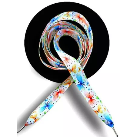 Lacets blancs papillons colorés&nbsp;pour vos chaussures