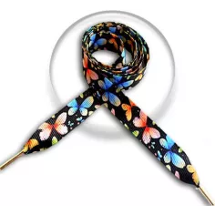 Lacets noirs papillons&nbsp;colorés pour vos chaussures