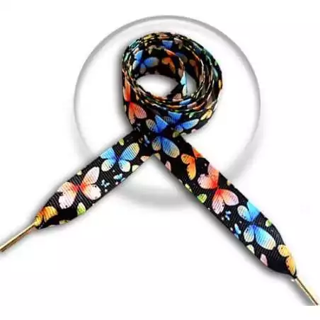 Lacets noirs papillons colorés pour vos chaussures Lacets noirs papillons colorés pour vos chaussures