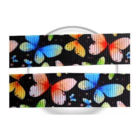 1 paire x lacets noirs papillons multicolores
