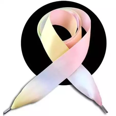 Lacets larges satin rainbow pastel pour vos chaussures