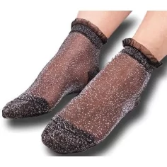 chaussettes noires paillettes argent