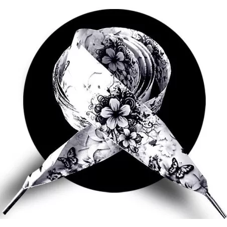 Lacets de chaussures larges satin motifs noirs.Achat|Vente…