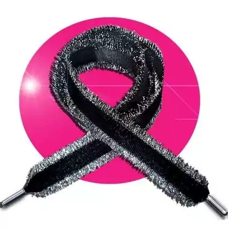 Lacets noirs franges argentées pour vos chaussures Lacets noirs franges argentées pour vos chaussures