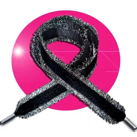 Lacets noirs franges argentées pour vos chaussures