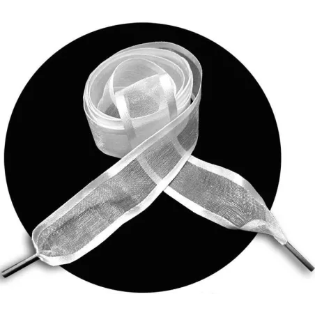 Lacets en organdi large blanc gansé en satin blanc