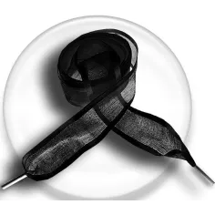 Lacets organdi noir gansé satin&nbsp;noir pour vos chaussures