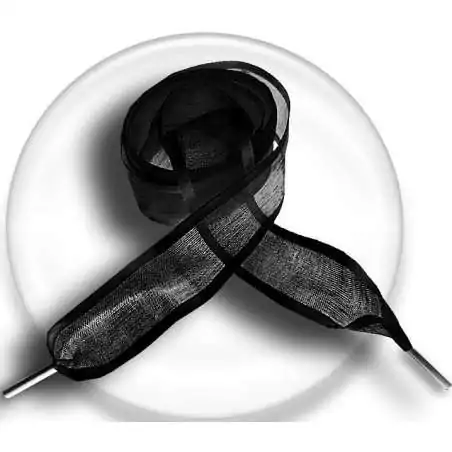 Lacets organdi noir gansé satin noir pour vos chaussures Lacets organdi noir gansé satin noir pour vos chaussures