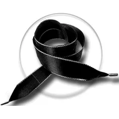 Lacets de chaussures larges satin noir argenté-Achat|Vente…