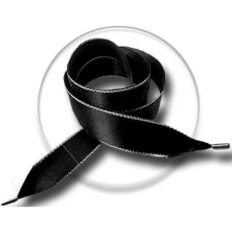 Lacets de chaussures larges satin noir argenté-Achat|Vente…