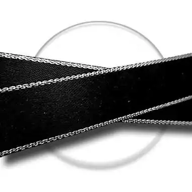 Lacets larges satin noir & argenté pour vos chaussures