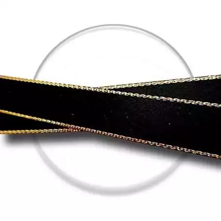 Lacets satin noir liseret doré pour vos chaussures Lacets satin noir liseret doré pour vos chaussures