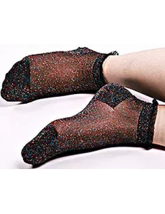 Chaussettes noires à paillettes multicolores | LacetsFun 2