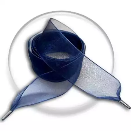 Lacets organdi large bleu marine pour vos chaussures Lacets organdi large bleu marine pour vos chaussures