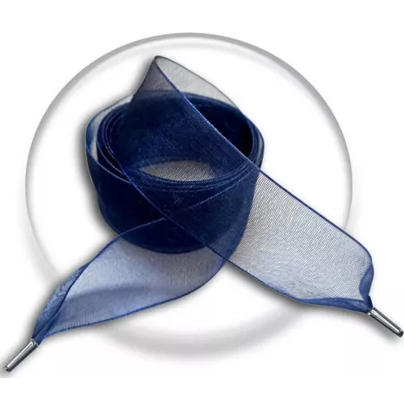 Lacets organdi large bleu marine pour vos chaussures