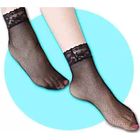 Chaussettes&nbsp;noires&nbsp;résille & dentelle pour vos jolis pieds