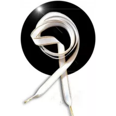 Lacets plats blancs liseret&nbsp;doré pour vos chaussures