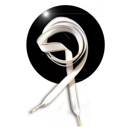 Lacets plats blancs liseret&nbsp;doré pour vos chaussures