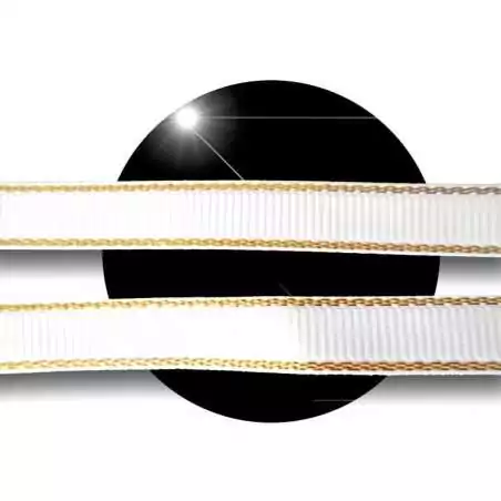 Lacets plats blancs liseret doré pour vos chaussures Lacets plats blancs liseret doré pour vos chaussures