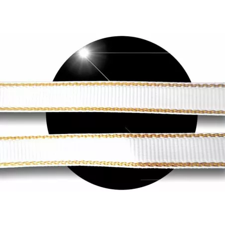 Lacets plats blancs liseret&nbsp;doré pour vos chaussures