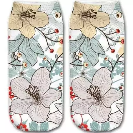 Socquettes blanches hibiscus pour vos jolis pieds