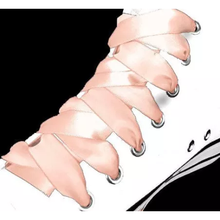 1 paire x lacets satin rose pêche