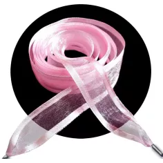 Lacets organdi rose&nbsp;gansé&nbsp;satin pour vos chaussures