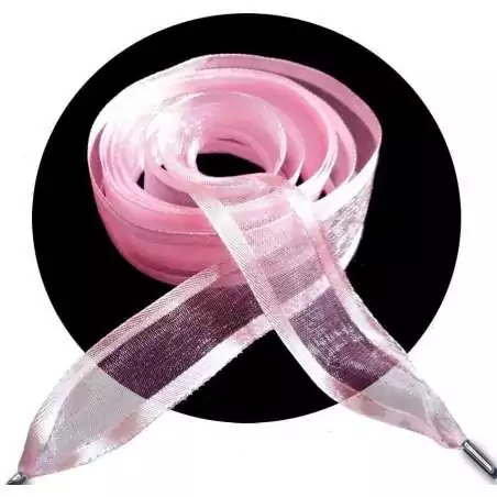 Lacets organdi rose gansé satin pour vos chaussures Lacets organdi rose gansé satin pour vos chaussures