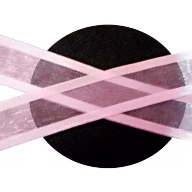 Lacets organdi rose&nbsp;gansé&nbsp;satin pour vos chaussures