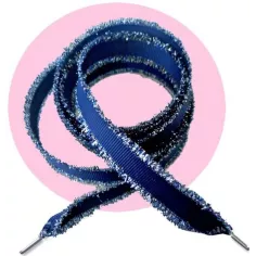 Lacets marine frange argentée pour vos chaussures