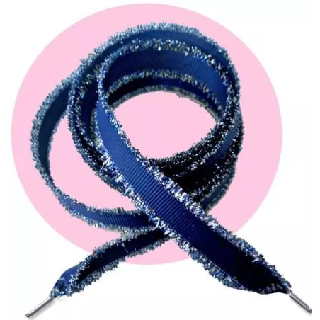 Lacets marine frange argentée pour vos chaussures