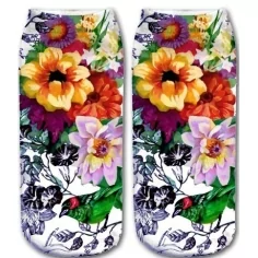 Socquettes grandes fleurs & oiseau