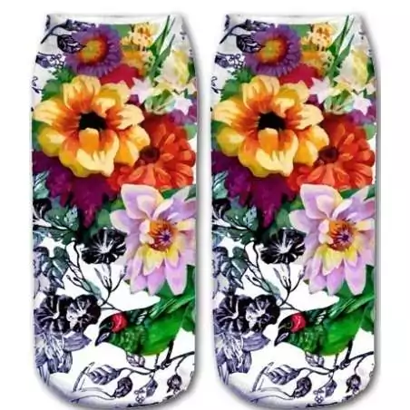 Socquettes fleurs & oiseau  pour vos jolis pieds